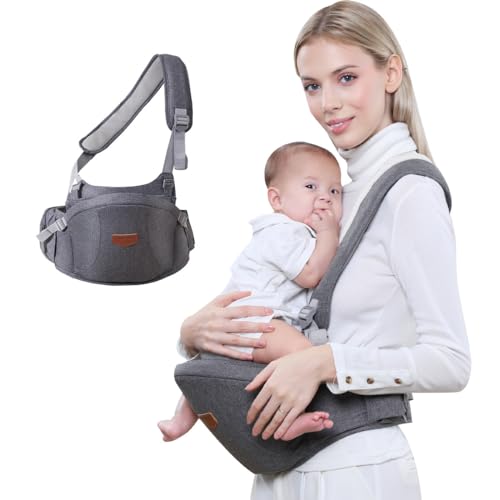 Porte-bébé 2 en 1 + siège de hanche gris - Passeport bébé