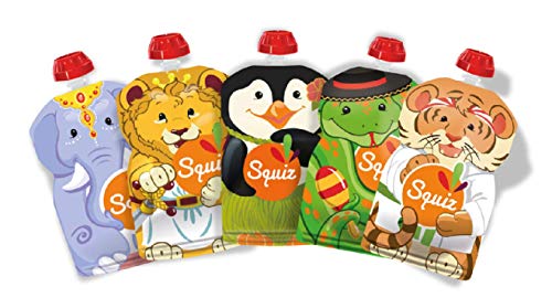 SQUIZ Lot de 5 Gourdes Réutilisables 130ml | Collection Carnaval