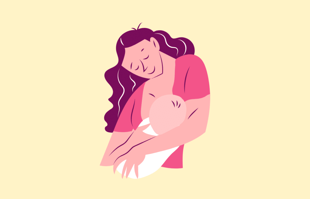Illustration d'une maman en train d'allaiter son bébé