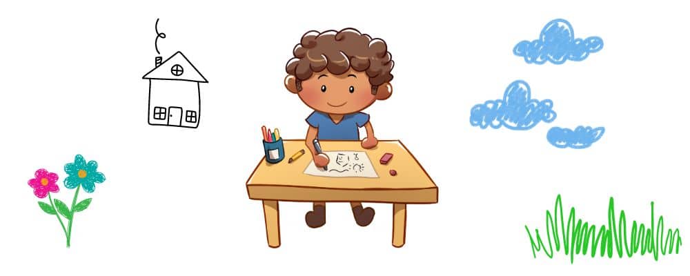 Encourager un enfant qui dessine- illustration